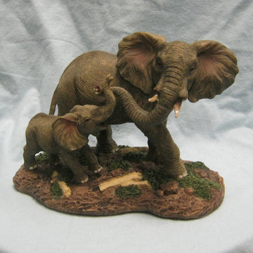 Stealstreet Ss-G-54137 Gray Elephants Mother & Child Playing With Trunks Figurine, 6.5'
