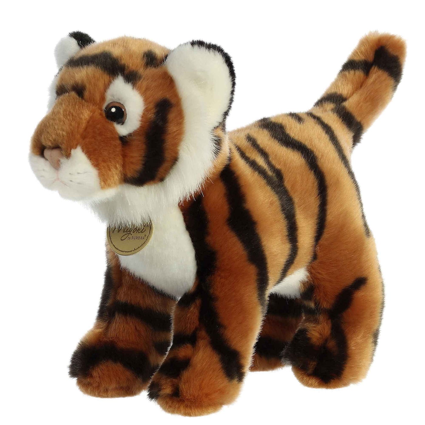 Aurora® Realistic Miyoni® Bengal Tiger Stuffed Animal - Lifelike Detail - Cherished Companionship - Brown 10 Inches