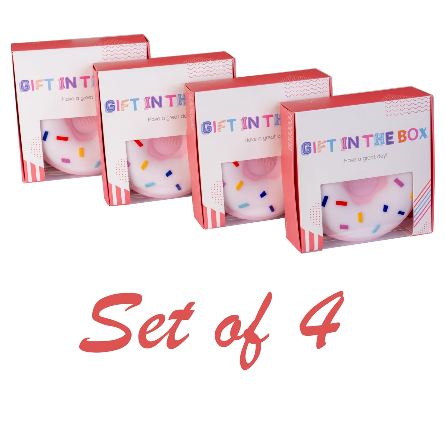 CONTRACONTACT Set of 4 Sweet Kids Purse Donut bags in pink in individual gift boxes, Donuts Purses as Kids Toys & first little h