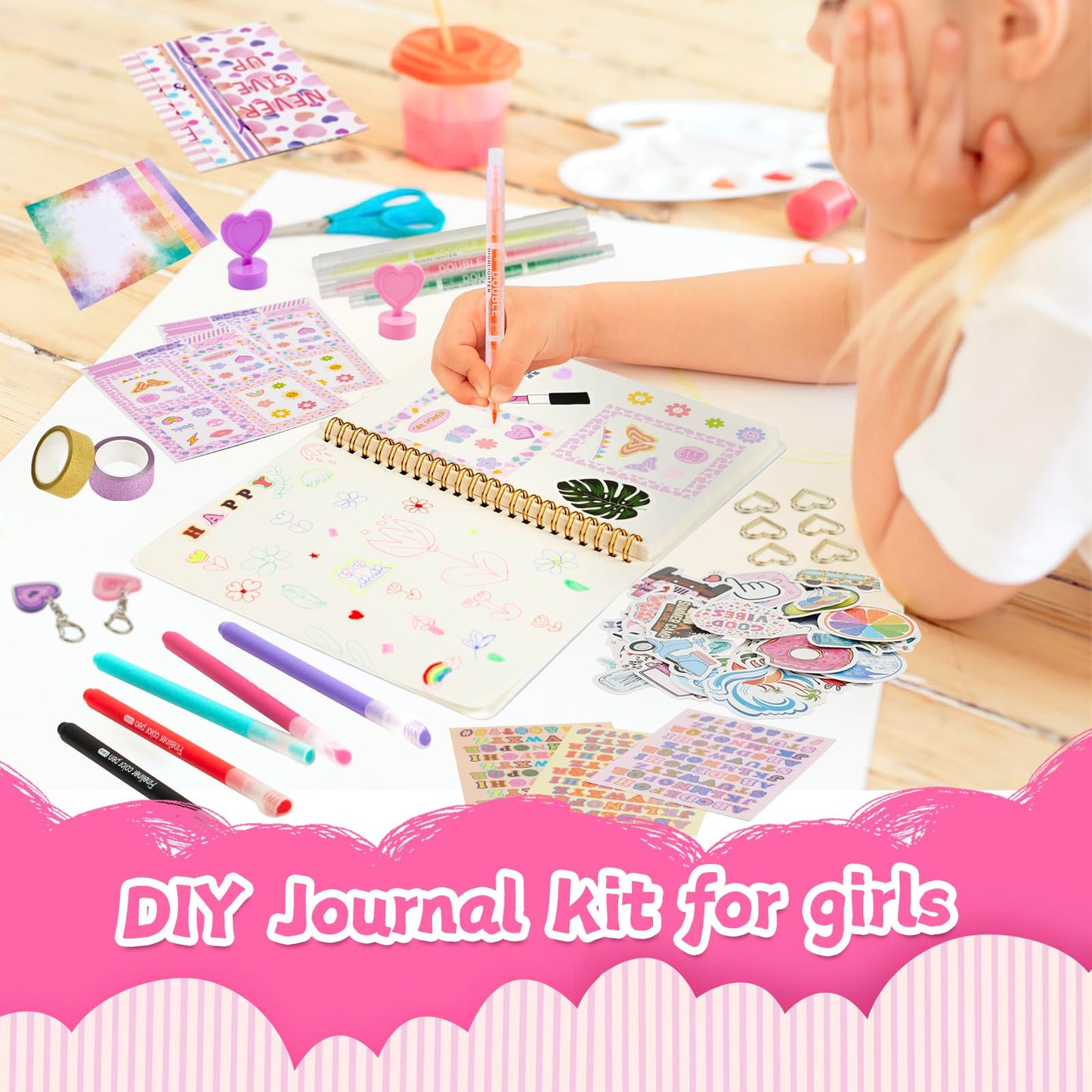 OIHEW DIY Journal Kit for Girls Ages 8-14, Stationary & Diary Set with Stickers,Birthday Gifts for 8 9 10 11 12 13 14 Year Old G
