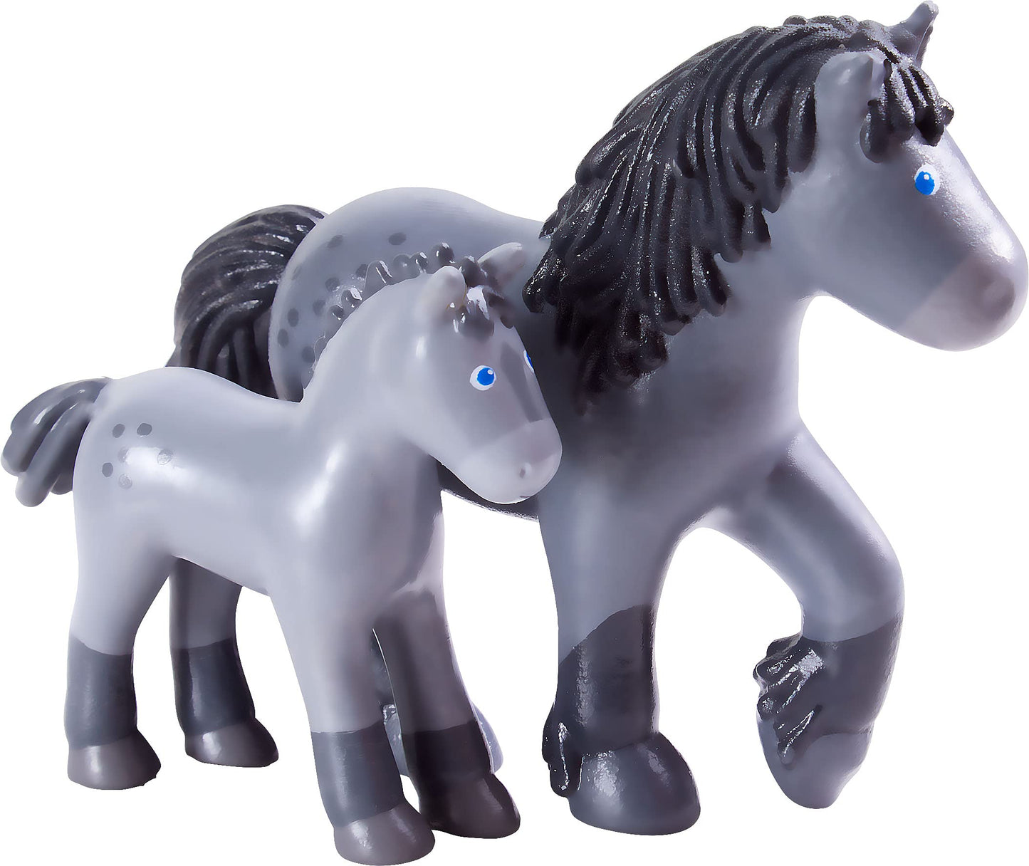 Haba Little Friends Momma And Baby Playset - Cassandra Horse And Cleo Foal Chunky Plastic Farm Animal Toy Figures