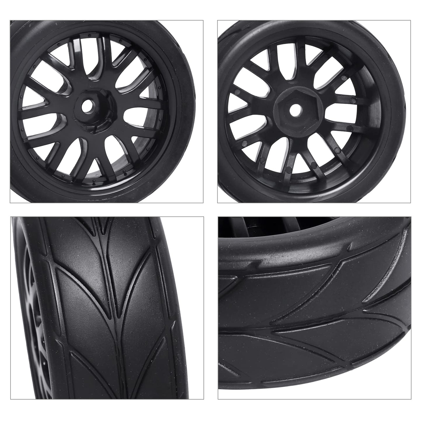 GoHobby 12mm Hex 1/10 On Road Wheels and Tires Soft With Foam Inserts for RC Touring Car Traxxas 4tec 2.0 Tamiya TT02 TT01 Drift