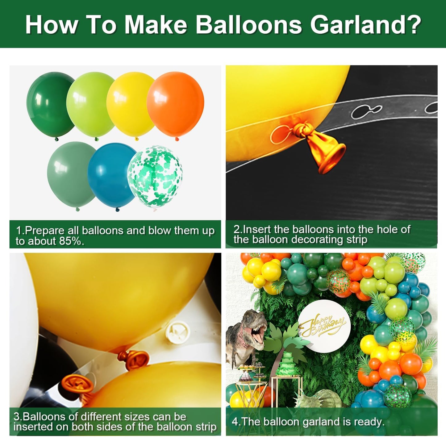 Gresatek Jungle Themed Balloon Garland Arch Kit, Sage Green Orange Yellow Olive Balloons Decorations For Boys Girls Birthday Bab