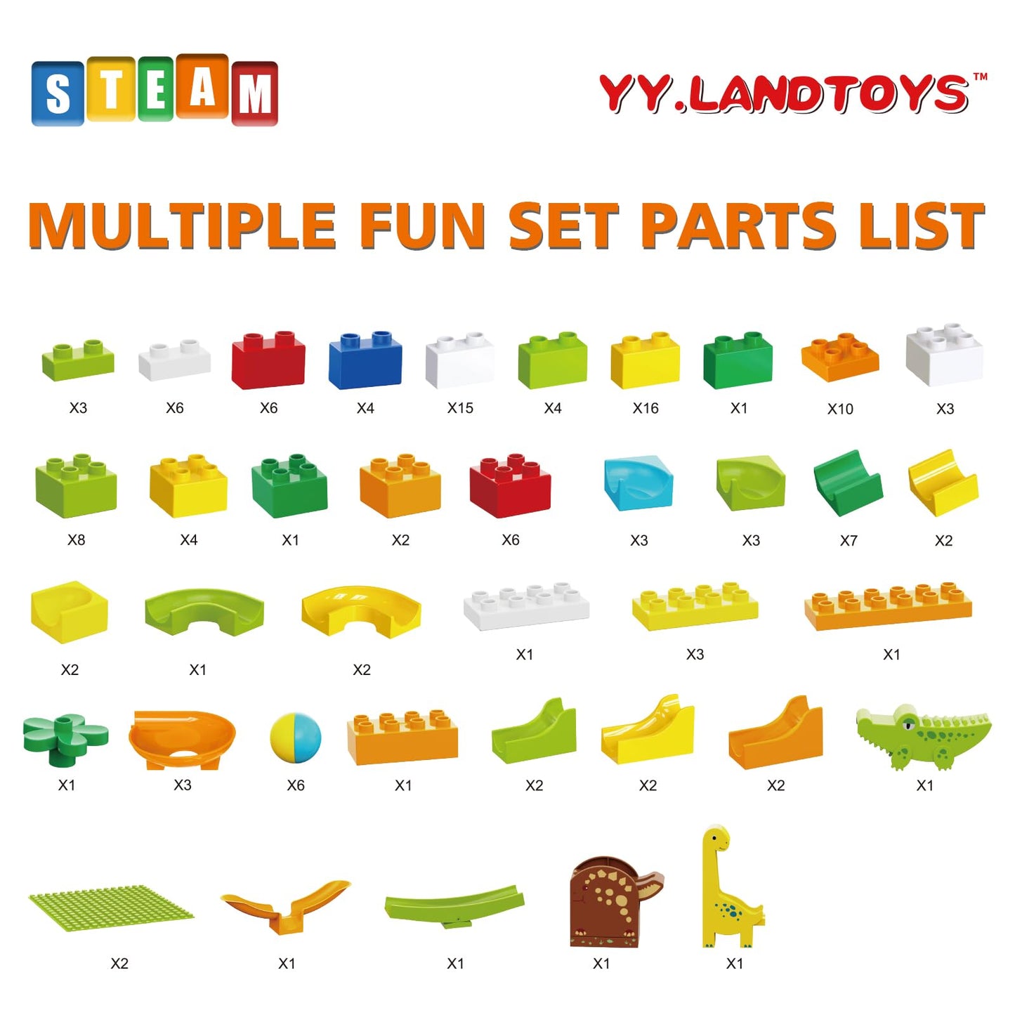 Dinosaur Marble Runs For Kids 4-8 Building Blocks Compatible With Lego Duplos For Age 2-5/138Pcs Classic Big Blocks Marble Run F