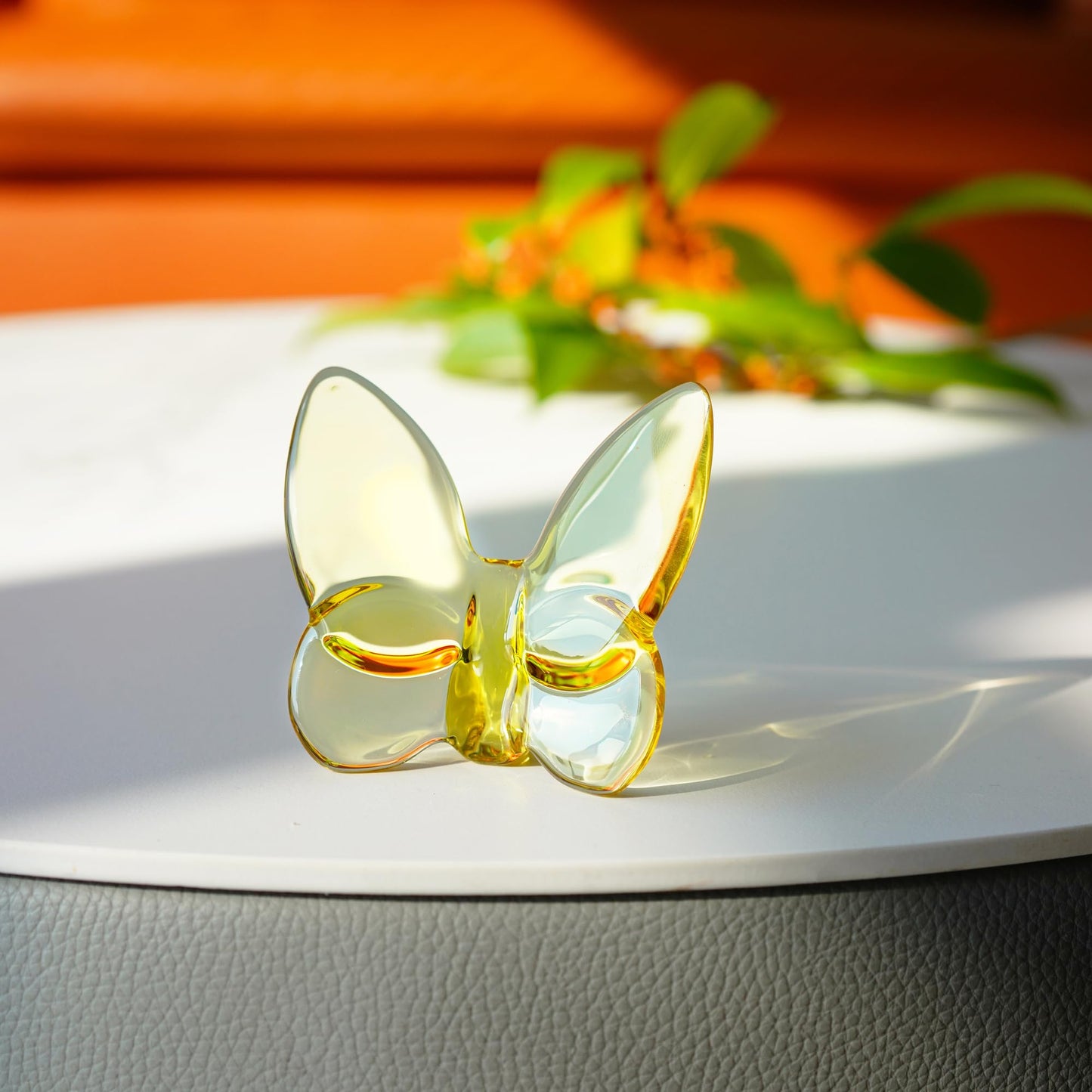 Kanpura Yellow Crystal Flying Butterfly Figurine,Glass Butterfly Figurine Ornament,Crystal Butterfly Collectible For Wedding Christmas Party Decor