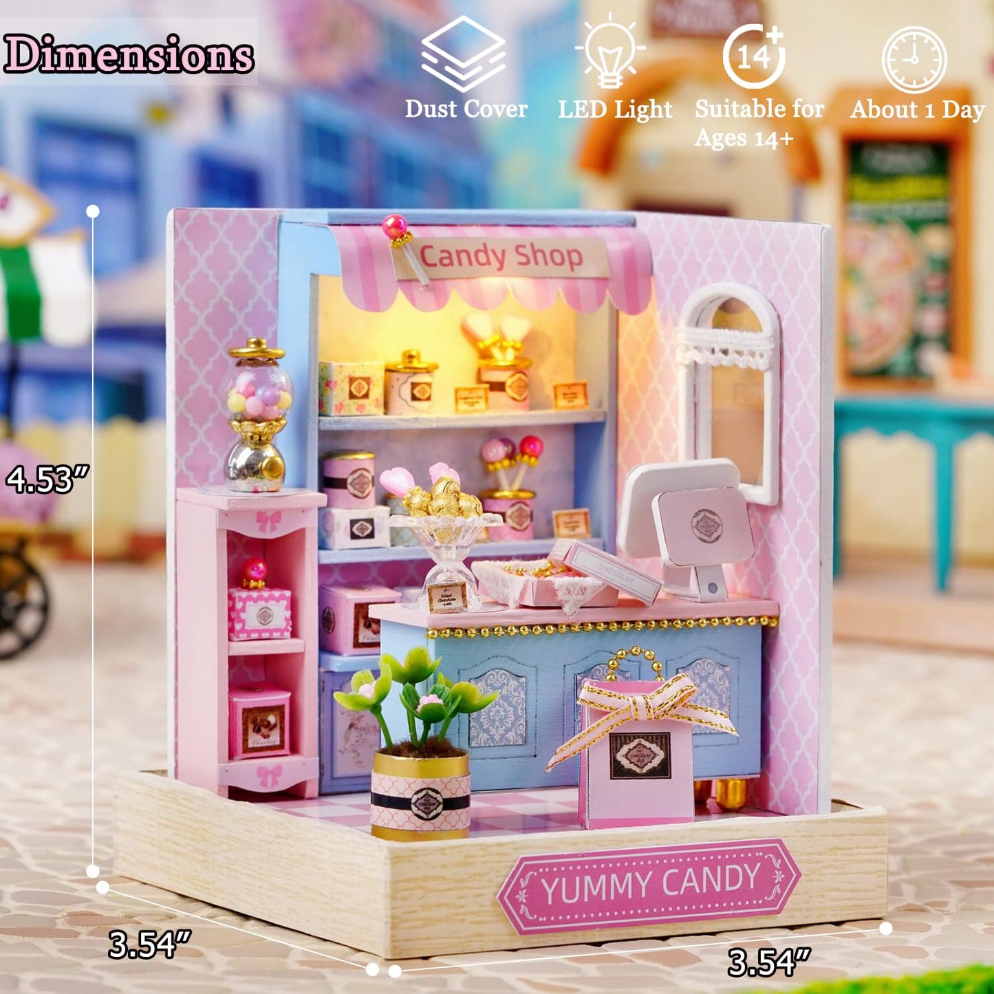 Tukiie Diy Miniature Dollhouse Kit With Furniture, 1:24 Scale Creative Room Mini Wooden Doll House Plus Dust Proof For Kids Teens Adults(Yummy Candy)