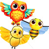 Hengda Kite 3 Pack Of Kites,Owl And Bee And Chick Kite,For Kids Beginners And Adults Cute Design High Definition Printing Easy T