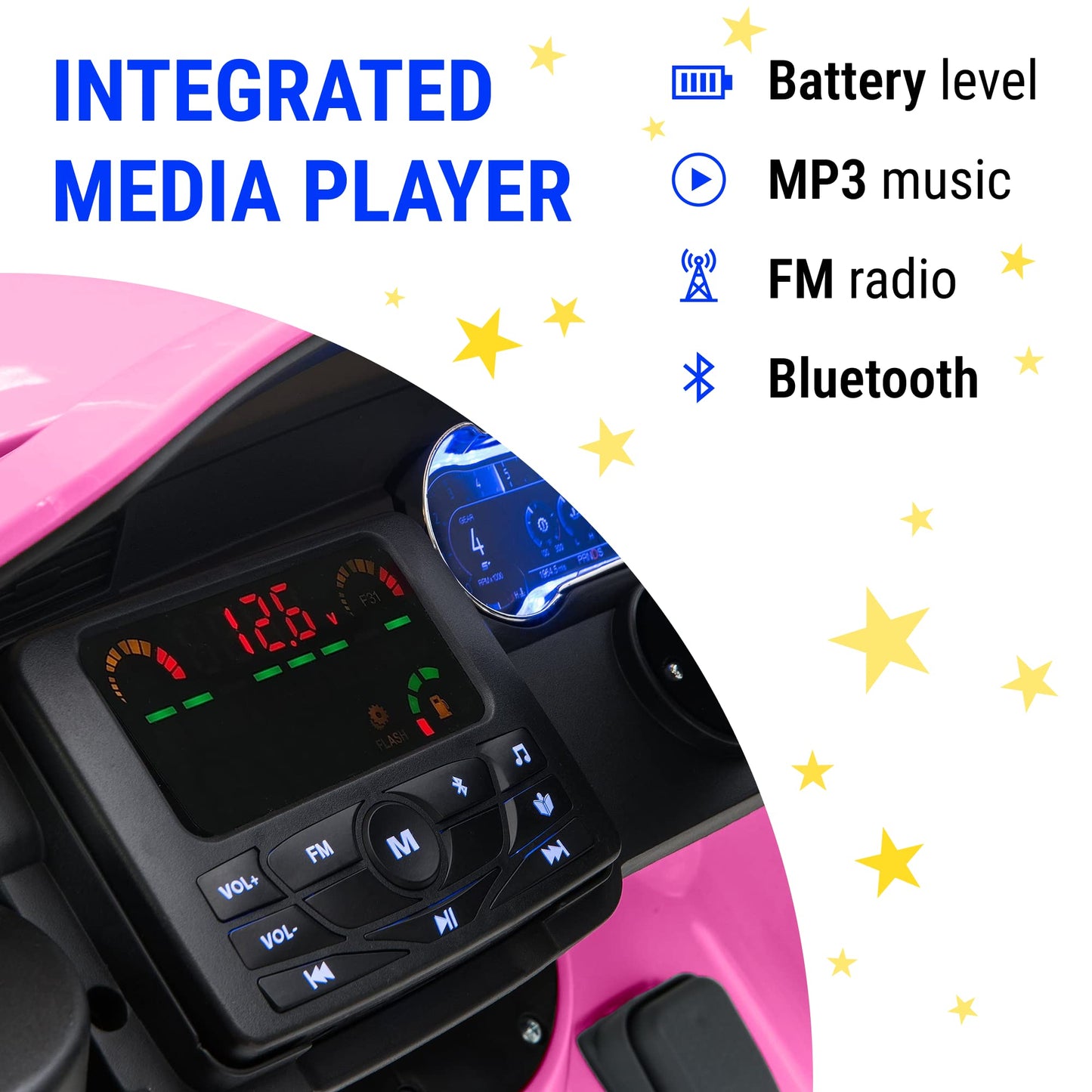 Ford Mustang 24V Ride On Kids Car 4WD Powerful Electric Vehicle, with Rubber Wheels, Bluetooth, FM Radio, Remote Control, Leathe