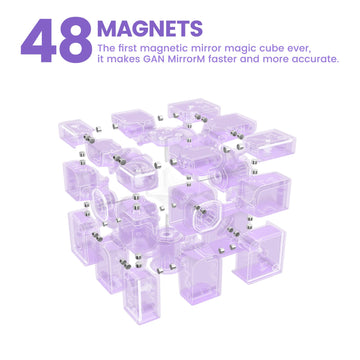 GAN MirrorM UV-Coated 3x3x3 Magnetic 48 Magnets Glitter Sparkle Mirror Speed Cube Puzzle Game Magnets Toys for Kids mature-themed Cuber Corner Cutting Solve by Shape Purple