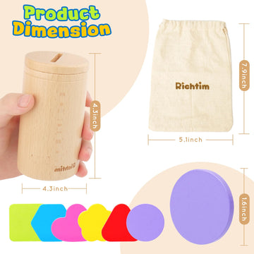 Richtim Montessori Toys for 1-3 Year Old: Color Sorting Wooden Drawer Box Toy for Toddlers, Object Permanence and Fine Motor Sen