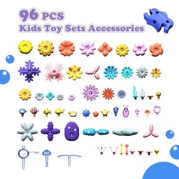 Wulumu 96PCS Ocean Adventures DIY Building Stacking Toys Set Educational STEM Toy Gift for Kids with Organiser Box Fun Cognitive Learning Toys for Girls/Boys Toddler Beach Toy