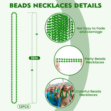 100 PCS St. Patricks Day Beads Necklace, 33'' Green Mardi Gras Beads Necklaces Christmas Necklaces Irish Saint Patricks Necklace