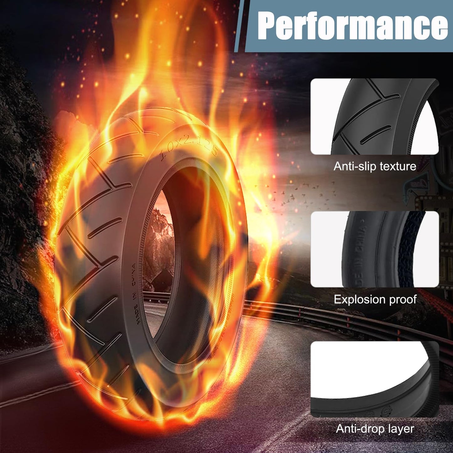 Cooryda 10X2.125 Tire And Inner Tube,10X2.125 Inner Tube For Electric Scooter Tire Replacement Wheels With 0 Valve Stem For 10In