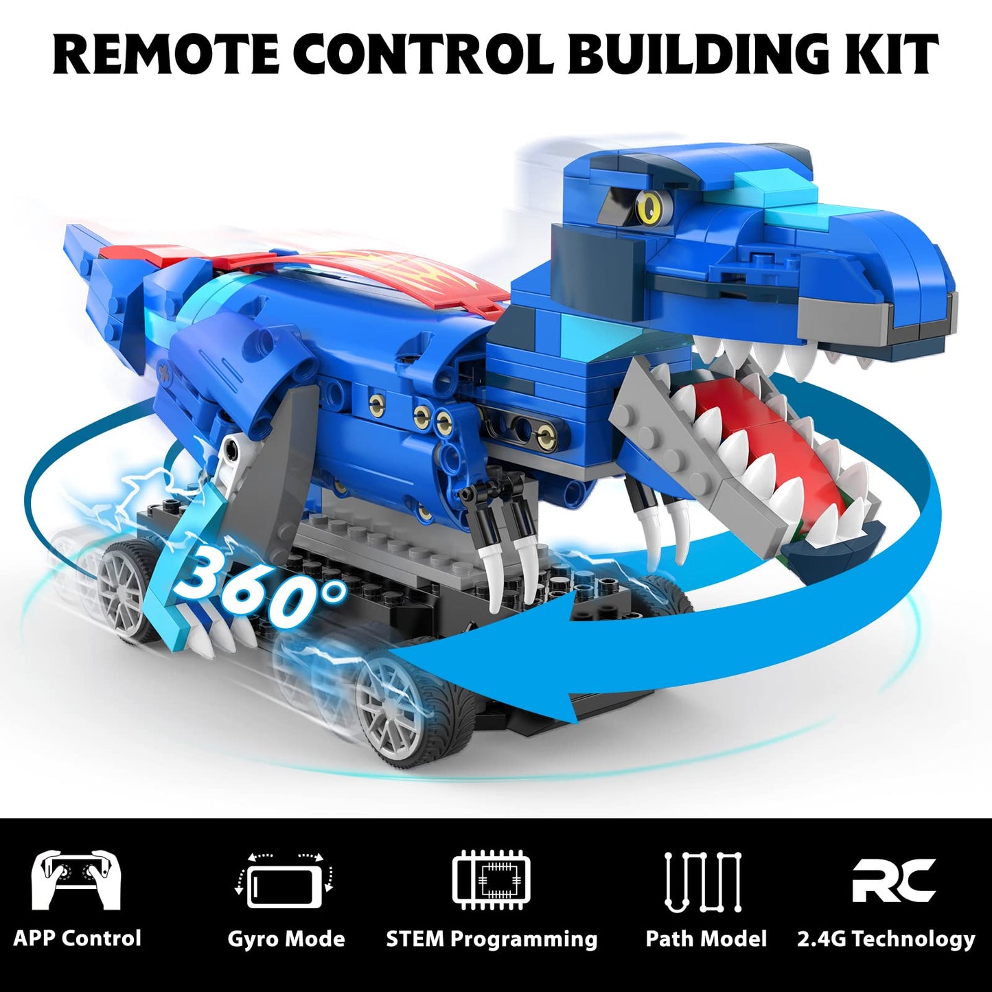 Yerloa Dinosaur Toys For Boys Age 8-12 5-7 6-7, Jurassic Building Kits For Kids 6 7 8 9 10 11 12 + Year Old, 343 Pcs Remote Control Stem Projects Building Blocks Sets Educational Birthday Easter Gifts