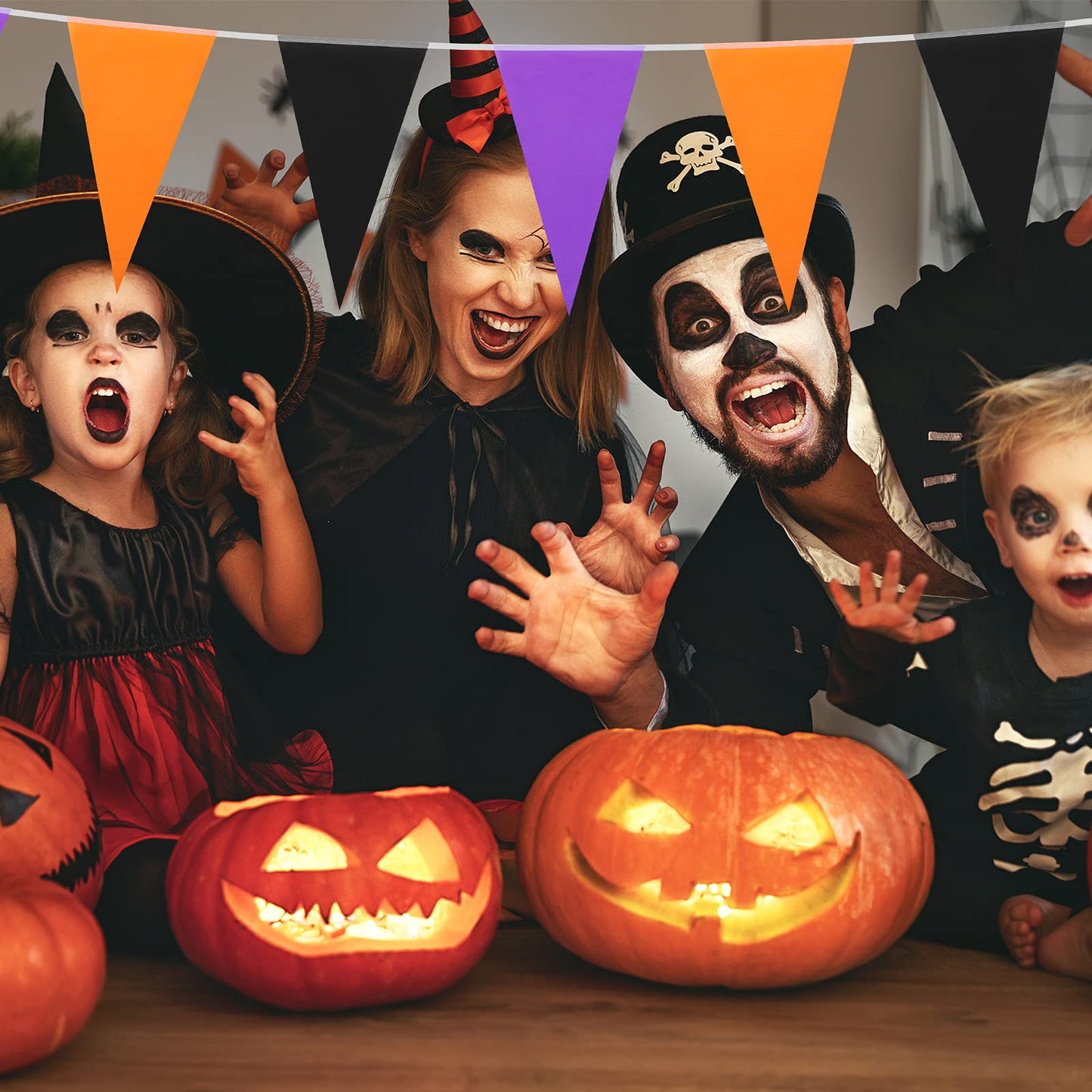 10 Pieces 328 ft Halloween Pennant Banner Flags Black Purple Orange Triangle Flag Banner Halloween Bunting Halloween Party Hangi