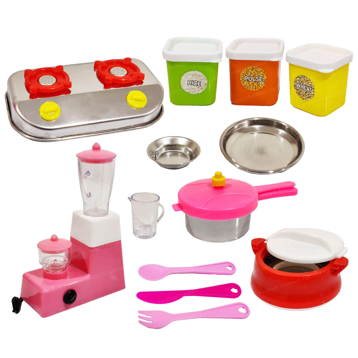 FunBlast Kitchens Sets for Kid StainlessSteel & Plastic Kitchens Sets Toys, Cooking Kitchen Set for Kids, Miniature Kitchen S