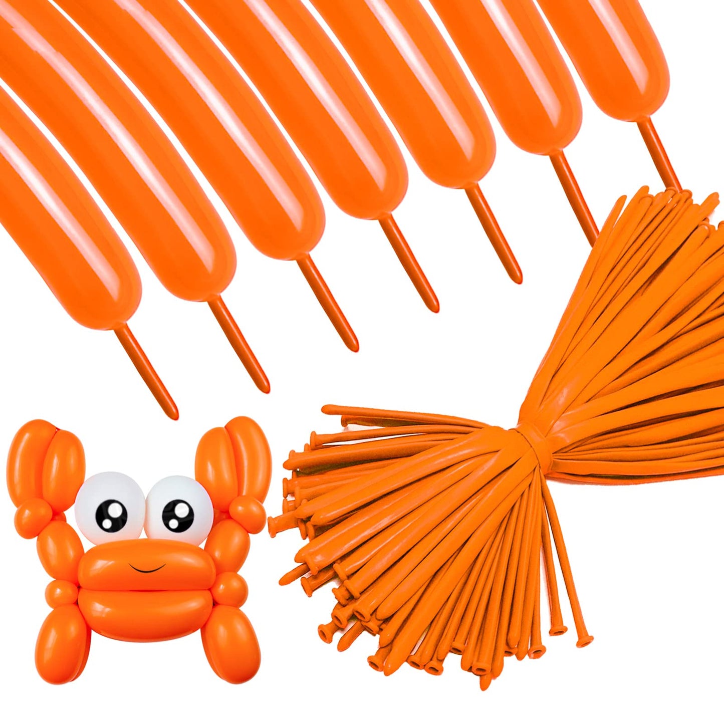 260 Long Balloons 100 Pack Orange Twisting Animal Balloons Thickening Latex Modeling Long Magic Balloons For Animal Model Weddin