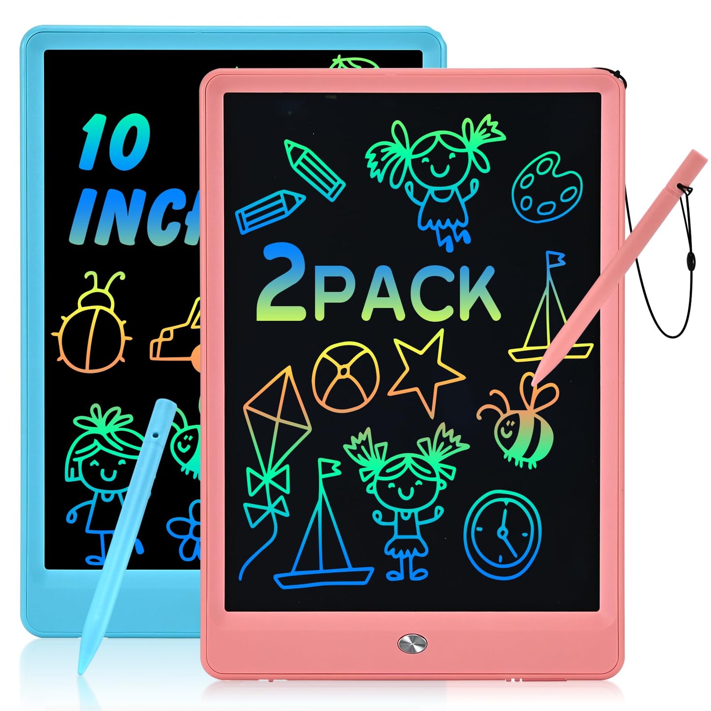 Lcd Writing Tablet For Kids, 2 Pack Doodle Board Electronic Drawing Tablet 10 Inch Drawing Pad, Learning Toys Christmas Birthday