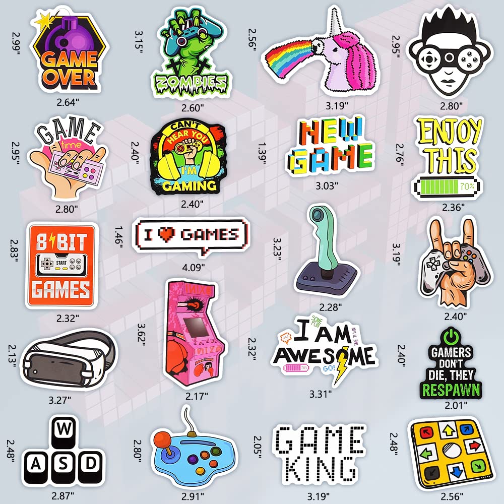 Detickers Gaming Stickers For Boys 8-12 Video Game Stickers Pack For Boys Water Bottles Stickers Vinyl Stickers For Teens Boys