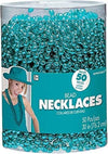 Vibrant Turquoise Bead Plastic Necklaces (30'') - Pack of 50 - Perfect for Events, Fashion & DIY