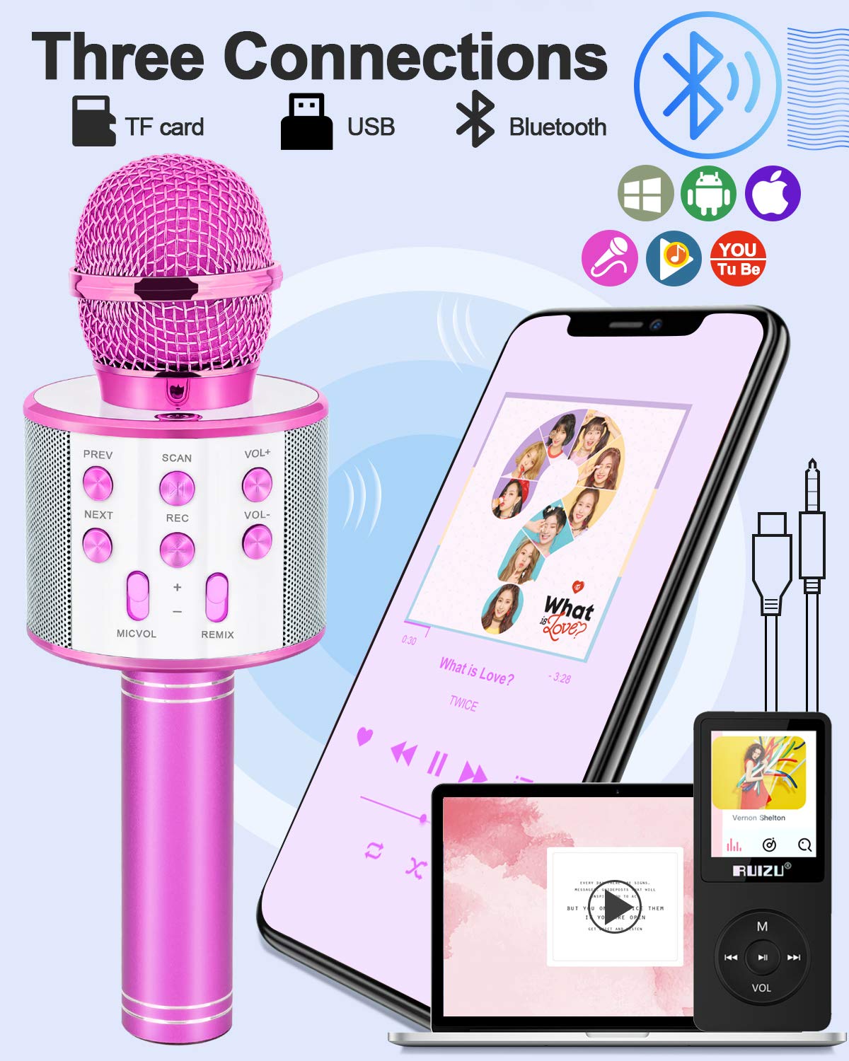 Dodosky Gifts For Girls Age 4-12, Karaoke Microphone Gifts For 4 5 6 7 8 9 10 11 12 Year Old Girls Toys For 4-12 Year Old Girls Birthday Gifts For 3-10 Year Old Girl - Purple