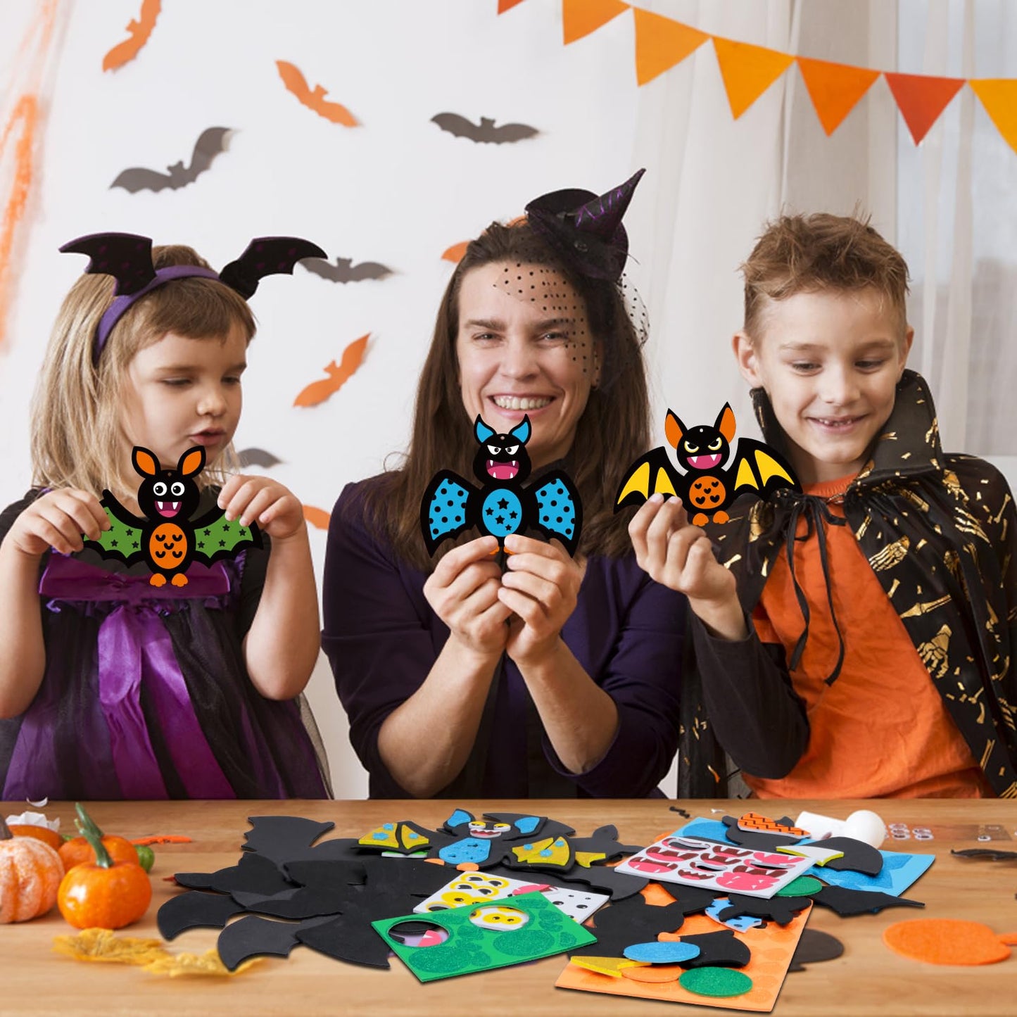 Fennoral 12 Pack Bat Crafts For Kids Bat Crafts Kits Make You Own Bat Foam Stickers Ornament Diy Arts And Crafts For Kids Girls