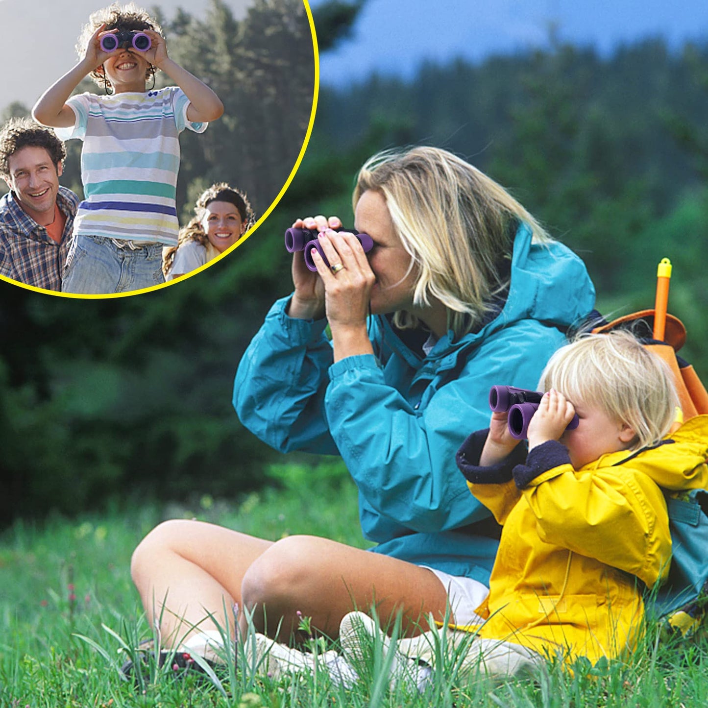 Essenson Binoculars For Kids Toys Gifts For Age 3-12 Years Old Boys Girls Kids Telescope Outdoor Toys For Sports And Outside Play Hiking, Bird Watching, Travel, Camping, Birthday Presents (Purple)
