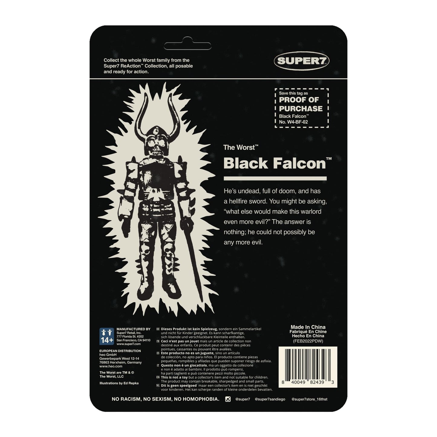 Super7 The Worst Black Falcon (Monster Glow) - 3.75'' The Worst Action Figure Collectibles And Retro Toys