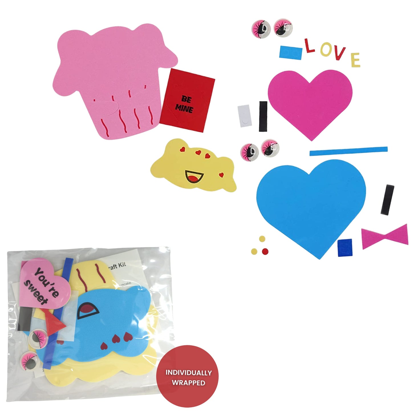 4Es Novelty Valentines Crafts for Kids Foam (Makes 12) Magnet Cupcake & Heart Cookie Kit Valentines Day Crafts for Kids Bulk fo
