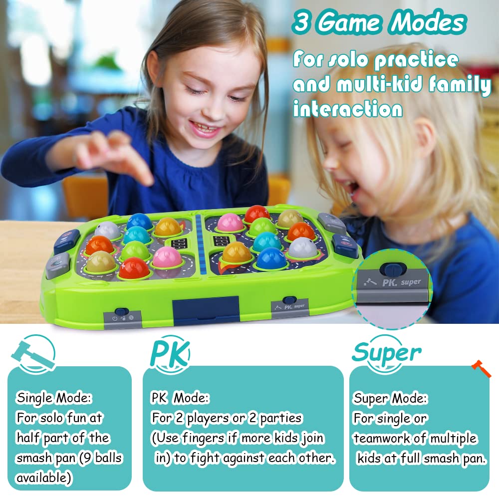 Whack Mole Game For Toddler, Toys For 3-12 Year Old Boys And Girls, Whack Mole Toys For Kid,Gifts For 3 4 5 6+ Year Old Boys, Interactive Educational Toys With Sound And Light, Pk Mode With 2 Hammers