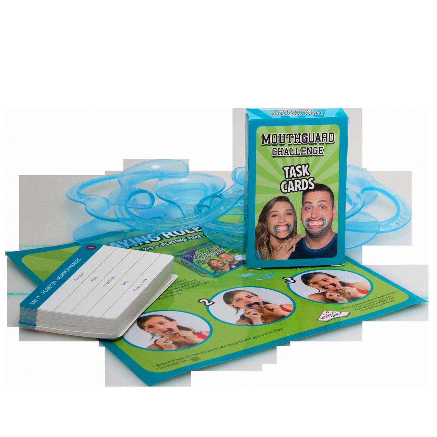 Identity Games Mouthguard Challenge Extreme Edition - Family Party Game With 550 Challenges And 5 Soft Mouthguards