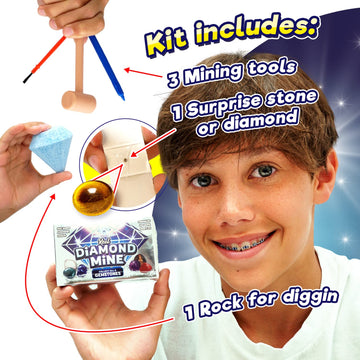 JA-RU Gemstone Dig Kit - 2 Pack - Real Diamond Mining, Geodes & Minerals for Kids - Fun Party Favors & Goodie Bag Gifts