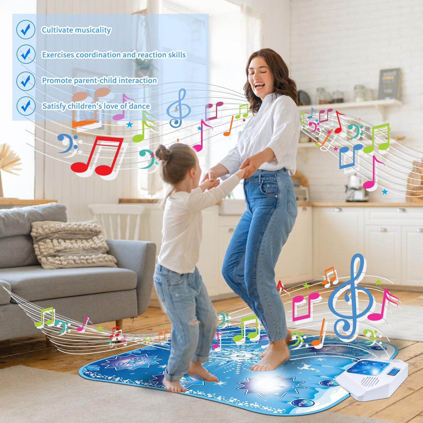Frozen Toys Dance Mat For Girls - Electronic Dance Mat With Wireless Bluetooth For Children,Light Up Led Kids Musical Mat, Dance
