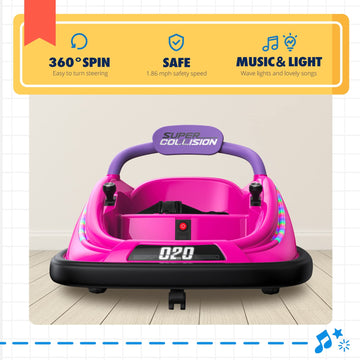 Bumper Car, 12V Electric Kids-Bumper Car Ride Toys With Remote And Music Function, Perfect Kids Gifts Baby For Toddlers 1-6 For