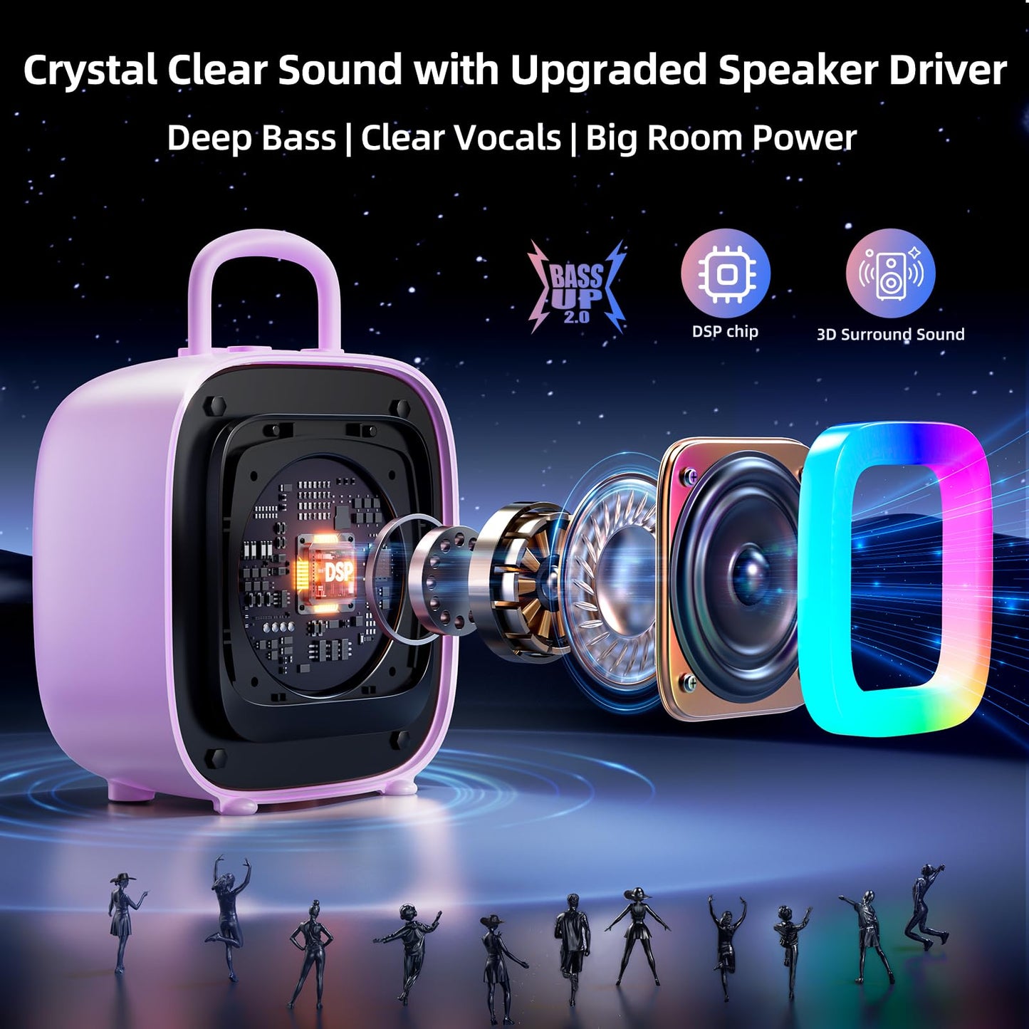 Kinglucky Kid-Friendly Design Karaoke Machine For Kids With 2 Microphones (2025 Upgrade) Gifts For Girls Most Popular 3-12 Year
