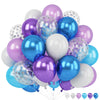 Frozen Balloons Set, 12 Inch Metallic Blue Purple Balloons Snowflake Confetti Latex Balloons Metallic Silver Helium Balloon Gril