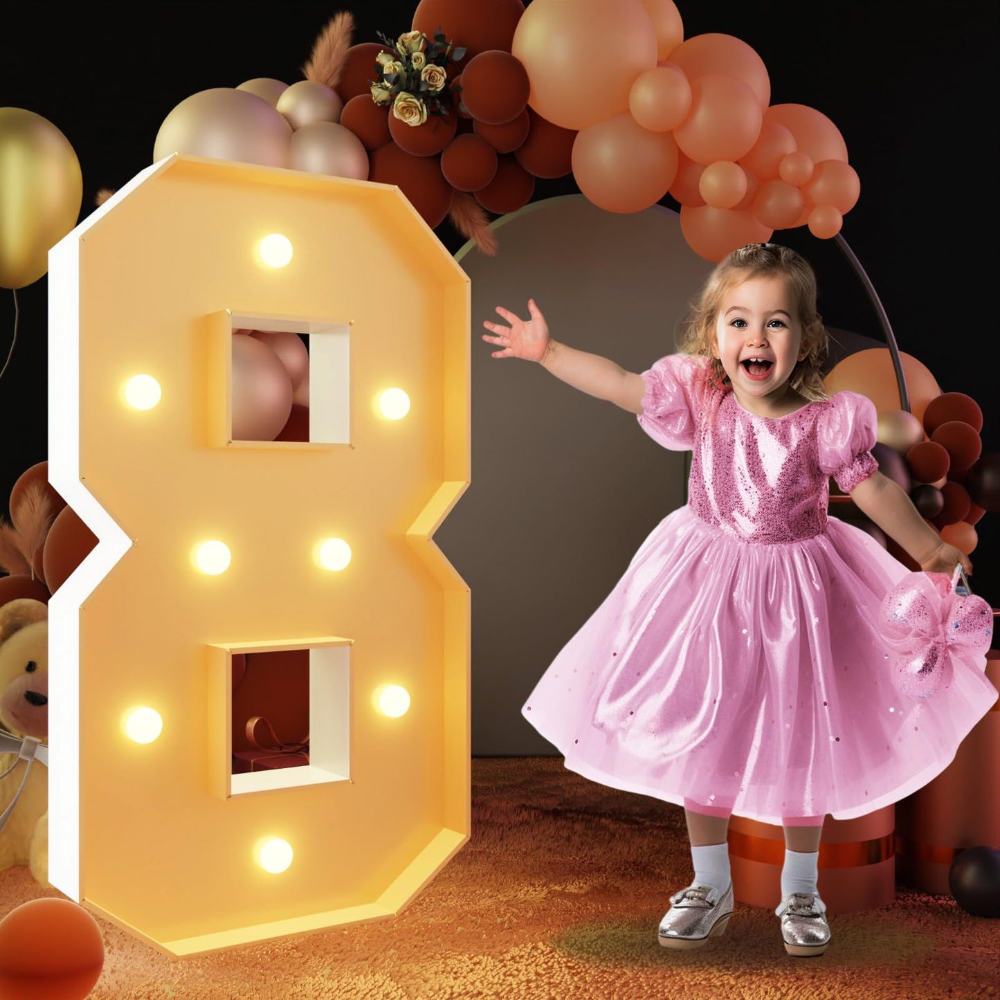 Imprsv 3Ft Light Up Numbers, Marquee Numbers For 18Th 80Th Birthday Decorations Anniversary Party Decor, Mosaic Numbers For Ball