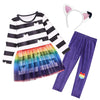 Shelovesit Rainbow Cat Birthday Outfit For Girls, Rainbow Tutu Dress Up Halloween Costume Party (120Cm/5T-6T)