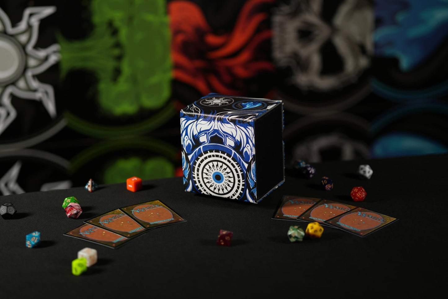 Ai protective covering MTG Commander 100+ Card Custom Art Deck Box With Storage (Blue/White)