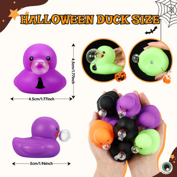 Junkin 50 Pcs Halloween Rubber Ducks Bulk Mini Rubber Ducks Small Duck in Bulk Gift for Halloweens Party Favors Toys (Blow Bubbles Duck)