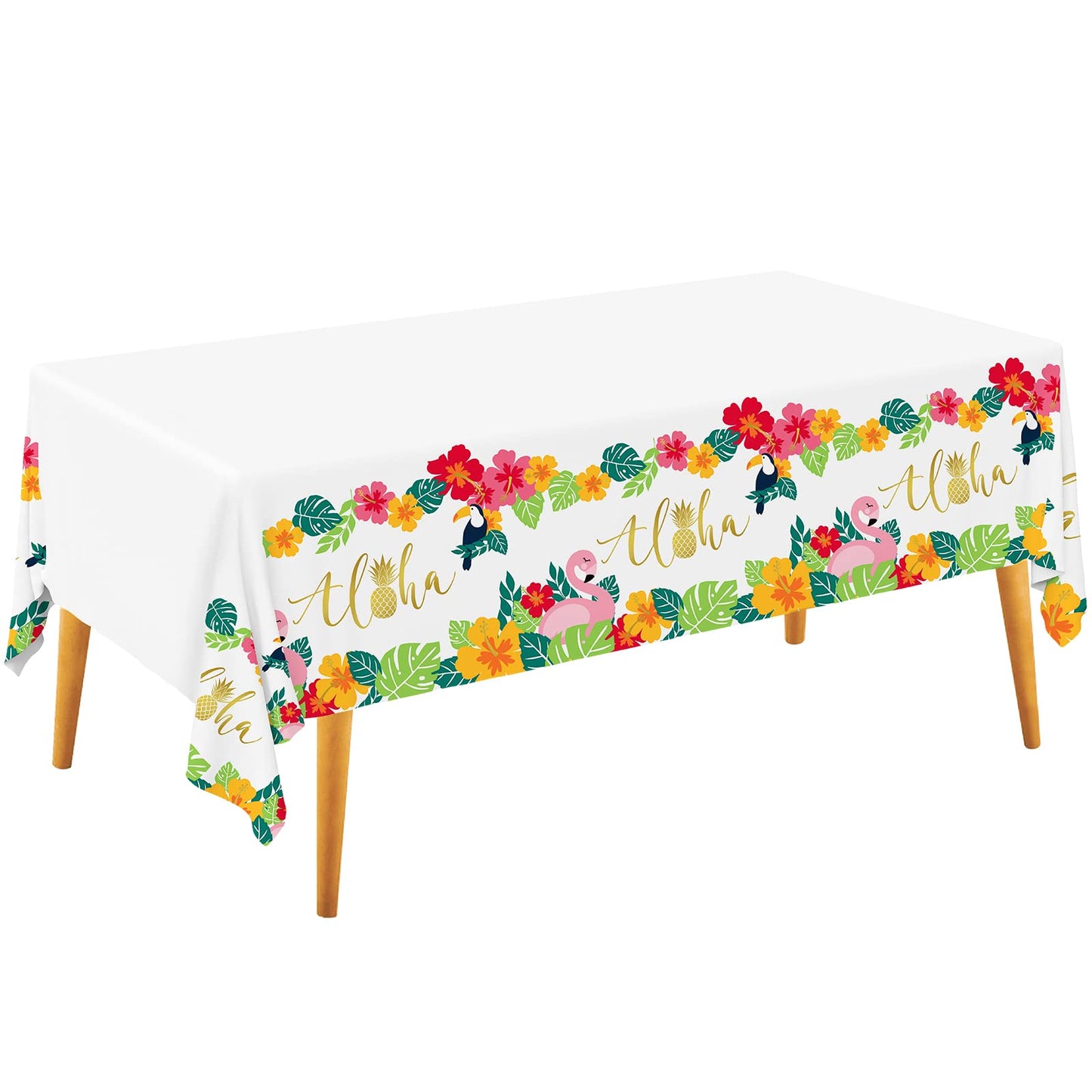 Tropical Luau Party Supplies Flamingo Disposable Tablecloth Plastic Waterproof Table Cover for Hawaiian Beach Party Decorations,