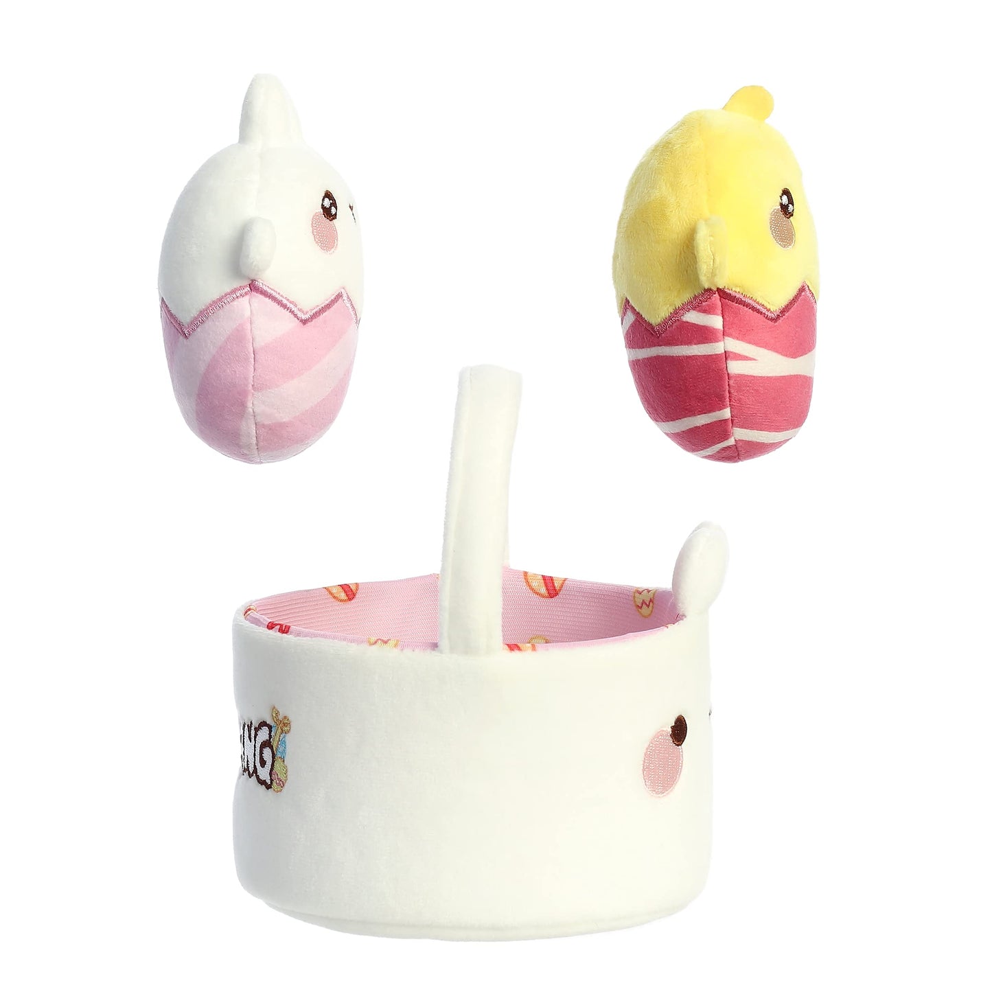 Aurora® Playful Molang Easter Basket Stuffed Animal - Adorable Characters Design - White 6 Inches