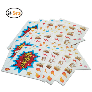 Adjoy Large Superhero Party Stickers - Superhero Sign Cutout Stickers - Superhero Party Supplies - 24 Sets