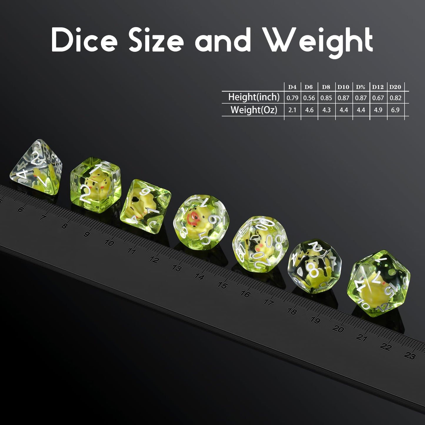 Chicken Dungeons and DragonsDice Set, DNDND 7PCS Resin DND Dice Set with Velvet Bag for D&D Role Playing Games and Tabletop Game