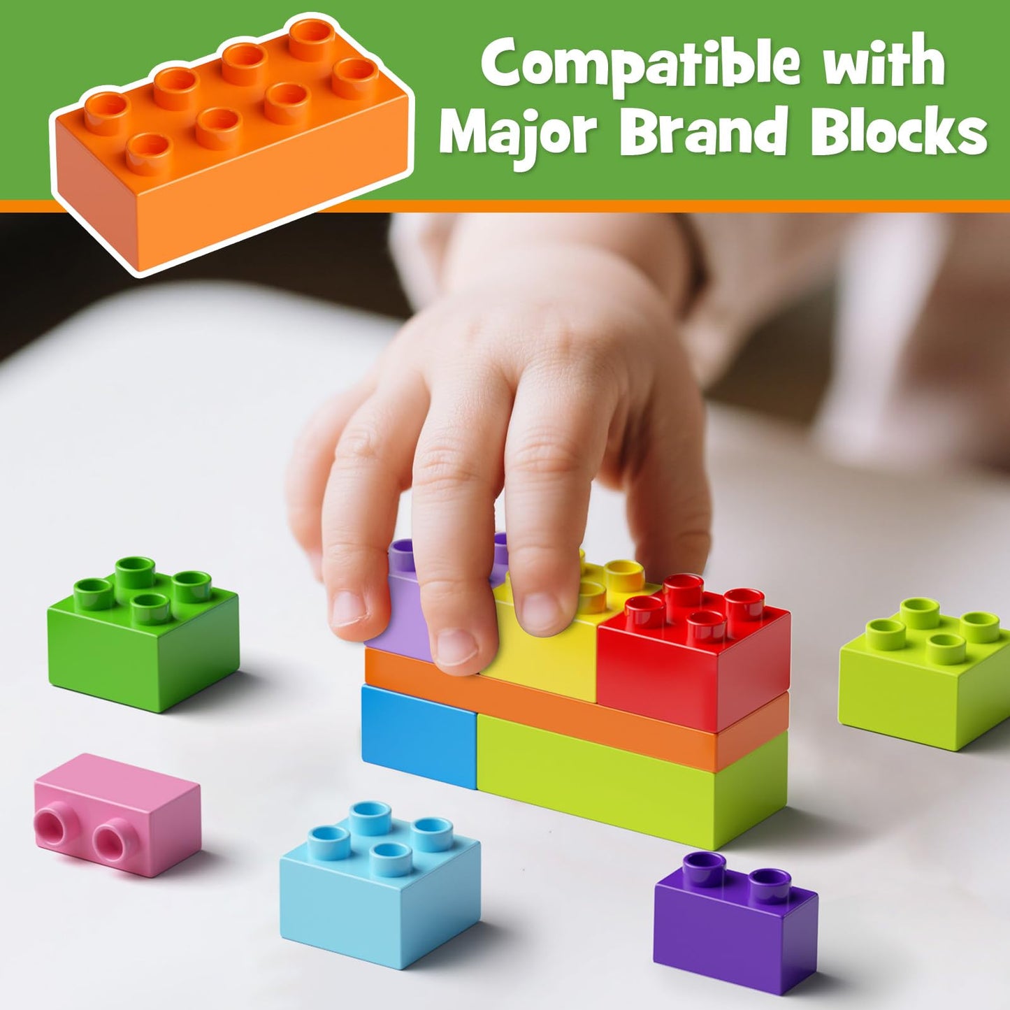 97Pcs Building Blocks Set With Storage Box & Base Plate - Stem Educational Toys For Toddlers, Kids Ages 3+, Compatible With Majo