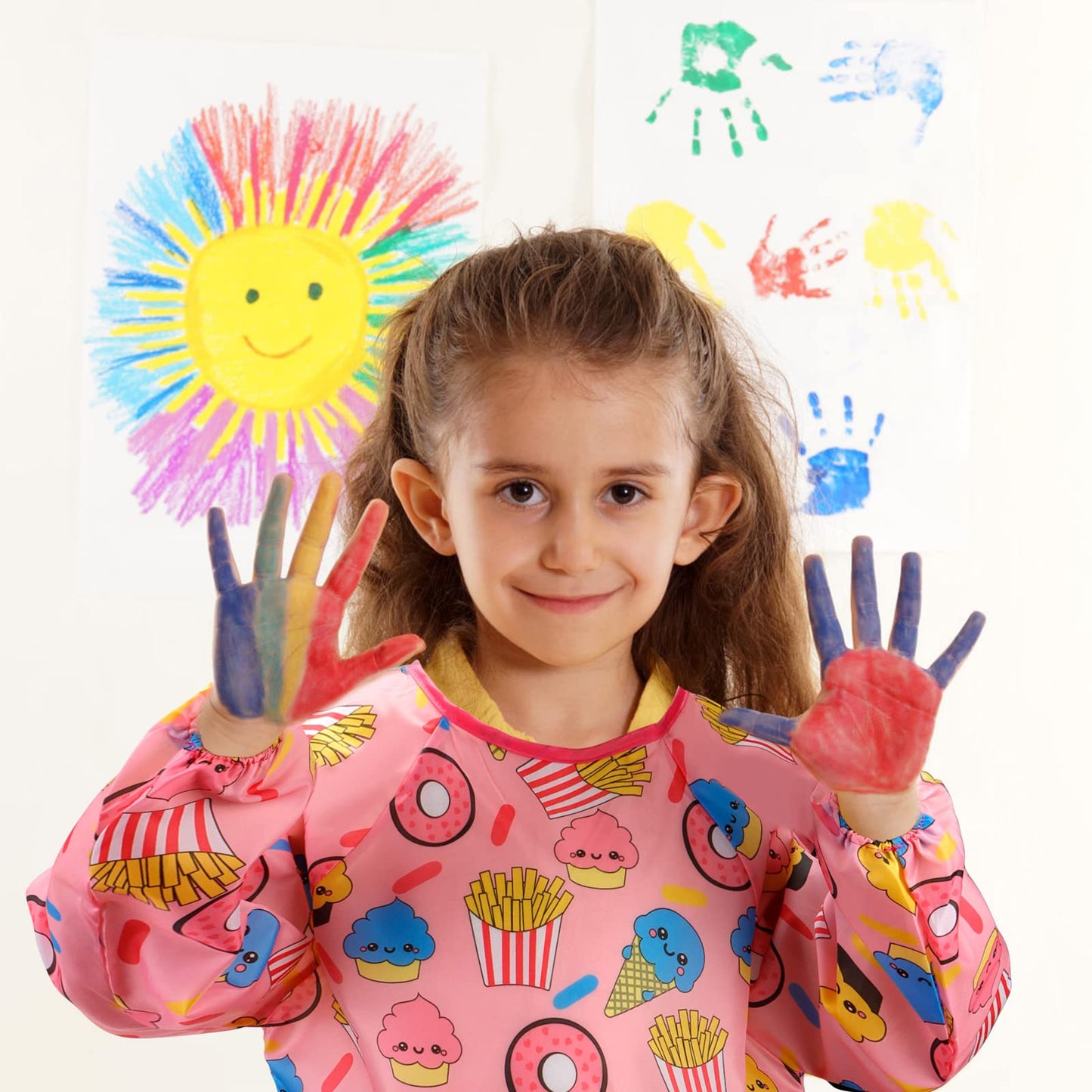 Cubaco 2Pcs Artist Smocks Kids Apron For Painting, Children Smocks With Dessert Pattern, Art Smocks For Kids 3-5 Years Paint Smo