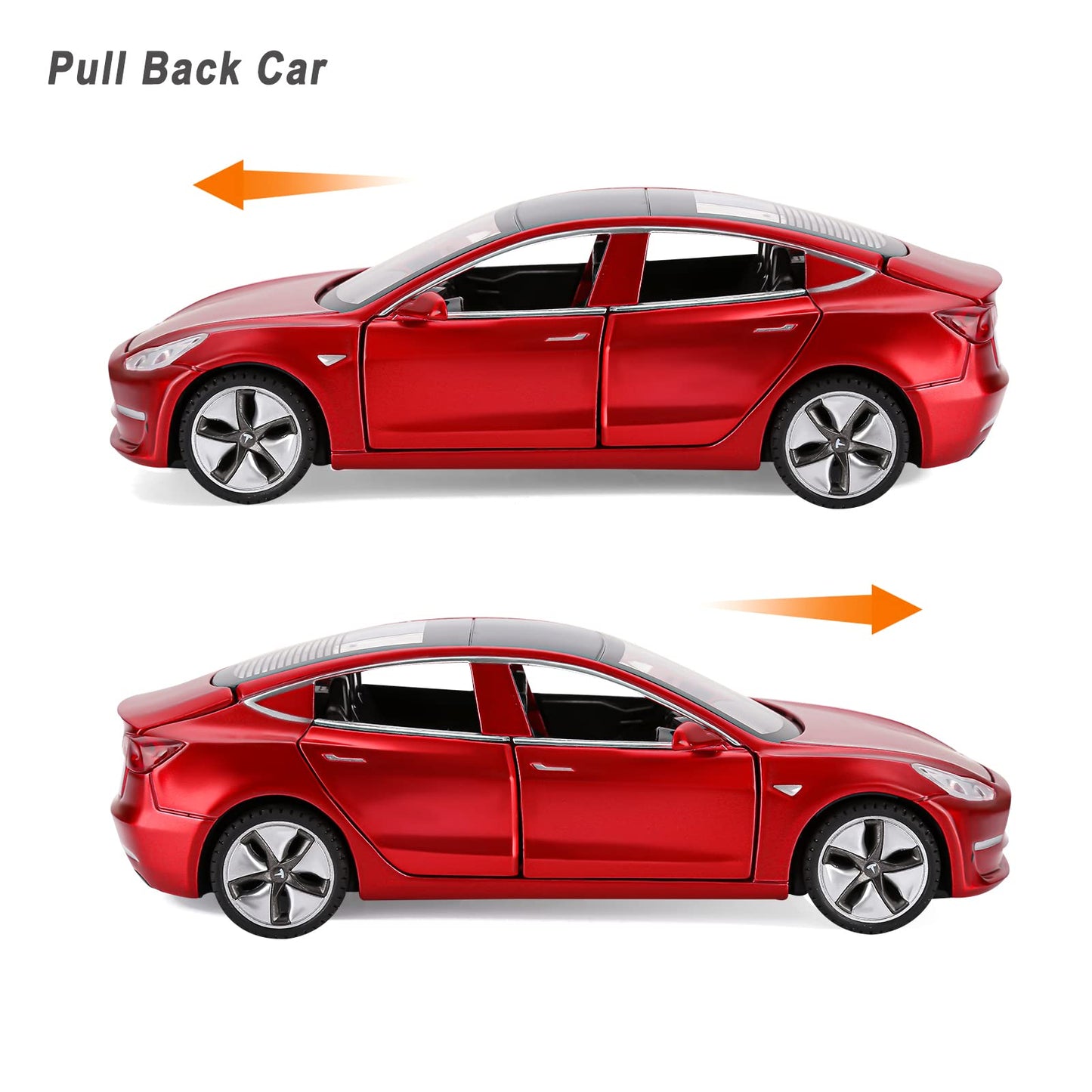 Toy Car Model 3 Diecast Metal Model Cars Pull Back car for Boys and Girls Age 3 - 12 Years Old (Red)