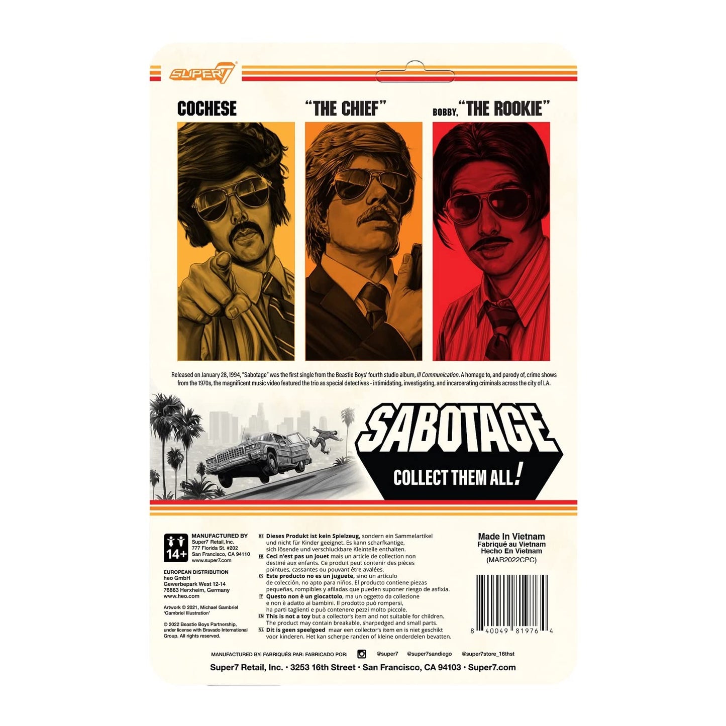 Beastie Boys Super7 Sabotage Nathan Wind Figure 3.75" - Multicolored Plastic, Model RE-BBYW01-NAT-01