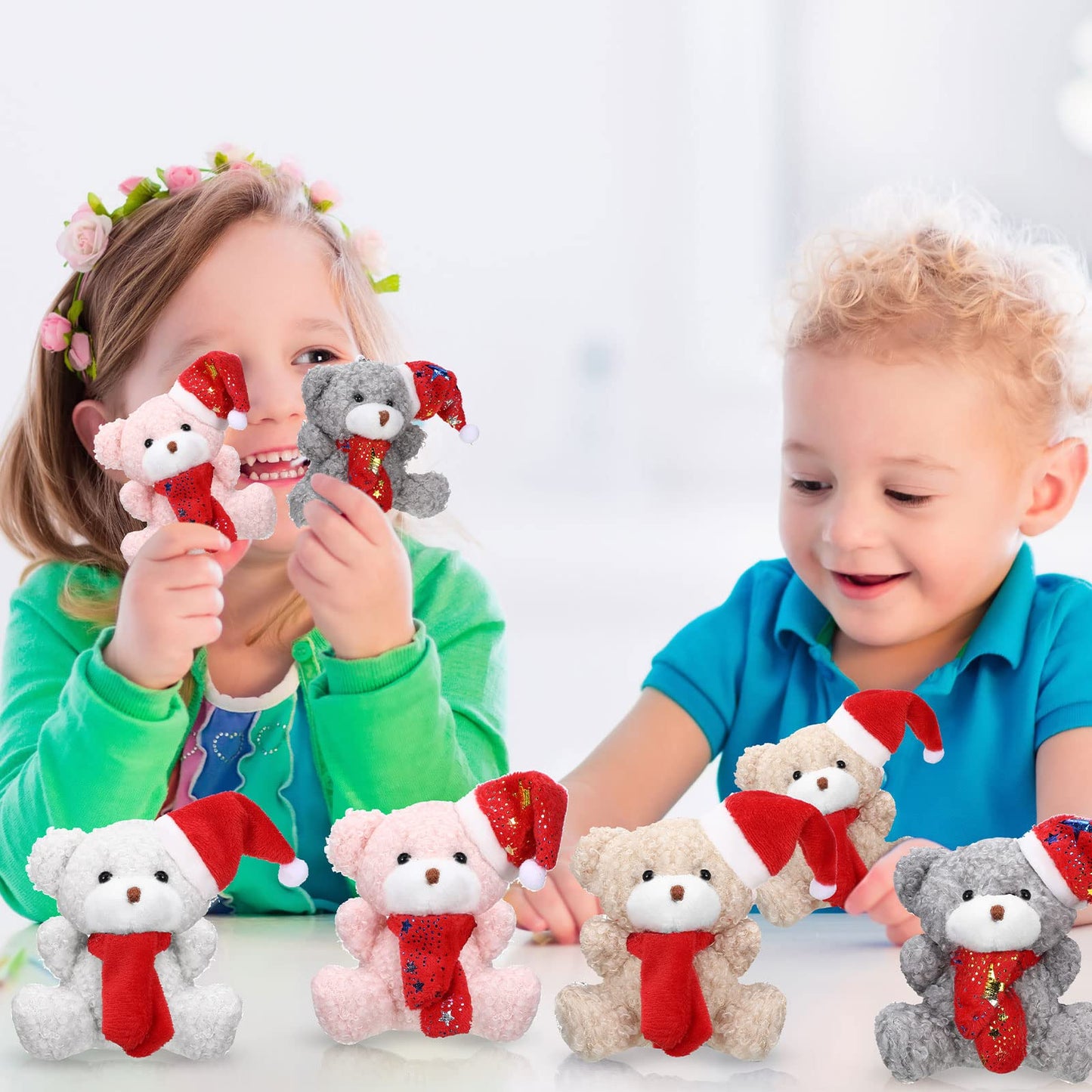 Zomiboo 12 Pcs Christmas Small Bear Koala 4 Inch Mini Animal Plush Toys Soft Cute Dolls Sleeping and Playing Stuffed Toys Gifts