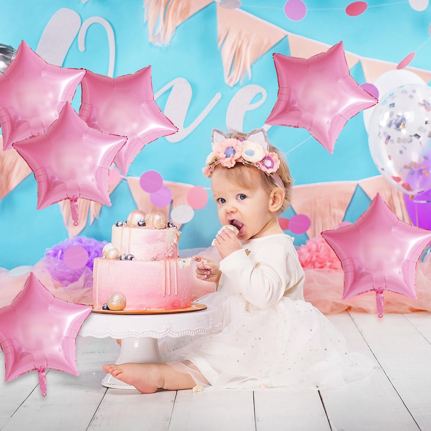 Pink Star Foil Balloons, 18 Inches Star Foil Balloons For Helium, 10 Pcs Light Pink Helium Birthday Balloons, Graduations Party